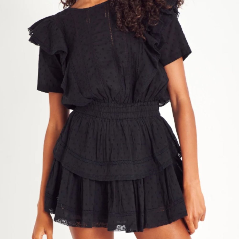 LoveShackFancy Natasha Heritage Black Eyelet Mini Dress